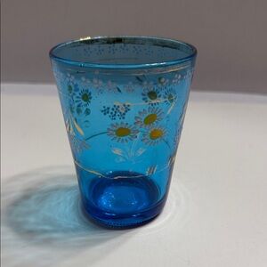 Vintage Charming Blue Floral Glass